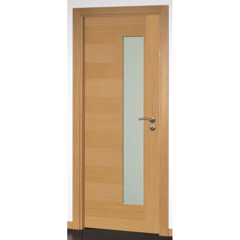 Porta interior vidro 2FC B, revestida a folha faia vaporizada, c/furação, s/verniz, A.2000 x L.750 x E.35 mm