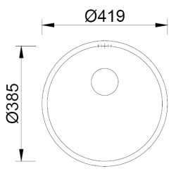 Lava louça RODI PIO MITHUS, uma pia sem escorredor, inox polido, aplicação inferior, Ø.419, MOD.450 mm