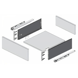 Lateral de gaveta c/amortecedor Vision Top Slim/fina Box, silenciosa, extração total, suporta 40 kg, branco, A.185 x C.450 mm