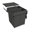 Balde lixo p/cozinha Gollinucci 580EVO50C, extracção total c/amortecedor, plástico cinza, 2 x 40 lts, P.502 x A.529, MOD.500 mm