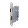 Fechadura de embutir rodes 718 INOXM, ferro, testa cantos redondos inox mate, distância testa á broca 60, quadra 6 mm, direita