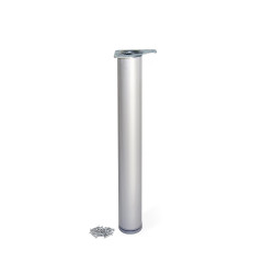 Pé para mesa regulável, alumínio anodizado mate, base metálica, A.710-730 x Ø.80 mm
