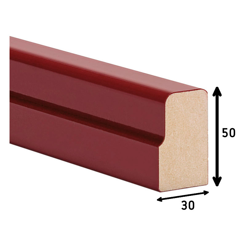 Perfil moldura 5030/P5030, MDF revestido a PVC branco, A.50 x L.30 x C.3660 mm