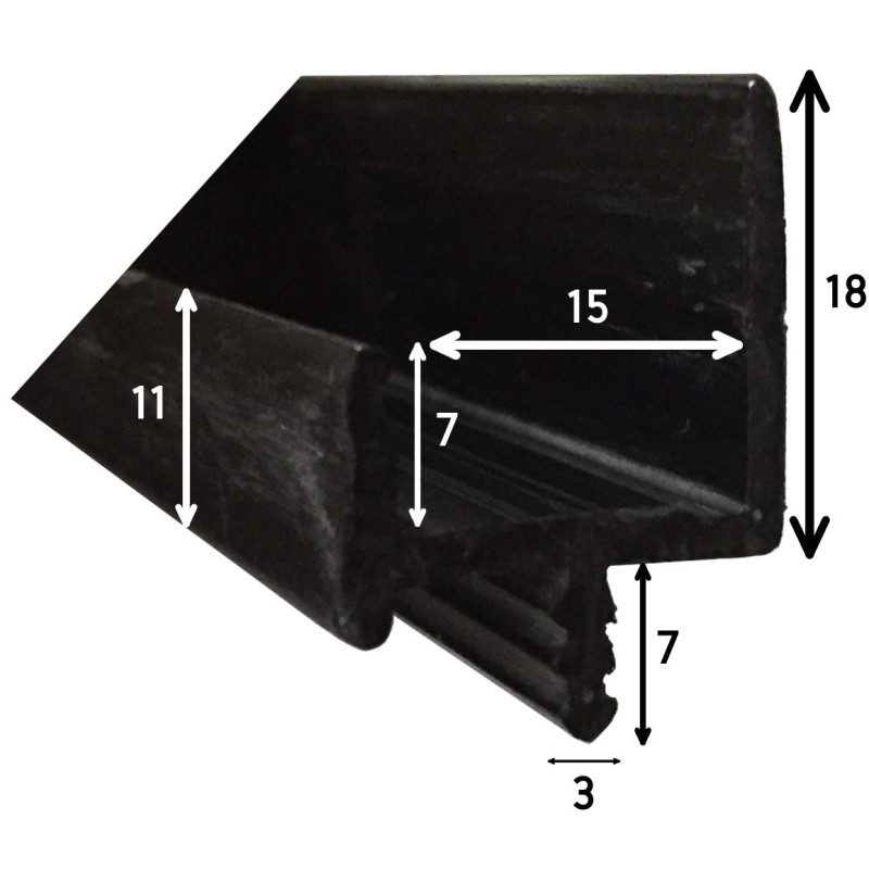 Perfil puxador, plástico PVC branco, L.17 x A.25 x C.2505 mm