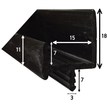 Perfil puxador, plástico PVC branco, L.17 x A.25 x C.2505 mm