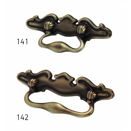 Puxador rústico, espelho asa Sofima 142, zamak niquelado preto, C.105 x A.24 mm