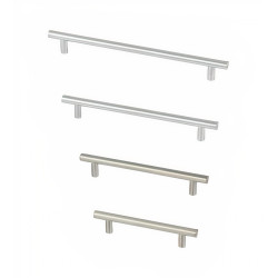 Puxador atual, asa barra redonda reta Sofima 726, zamak níquel escovado, 2 furos distância 160, Ø.10 x A.28 x C.200 mm