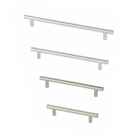 Puxador atual, asa barra redonda reta Sofima 726, zamak níquel escovado, 2 furos distância 160, Ø.10 x A.28 x C.200 mm