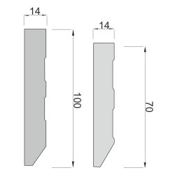 Rodapé em PVC expandido maciço, CPL branco, A.100 x E.14 x C.2500 mm