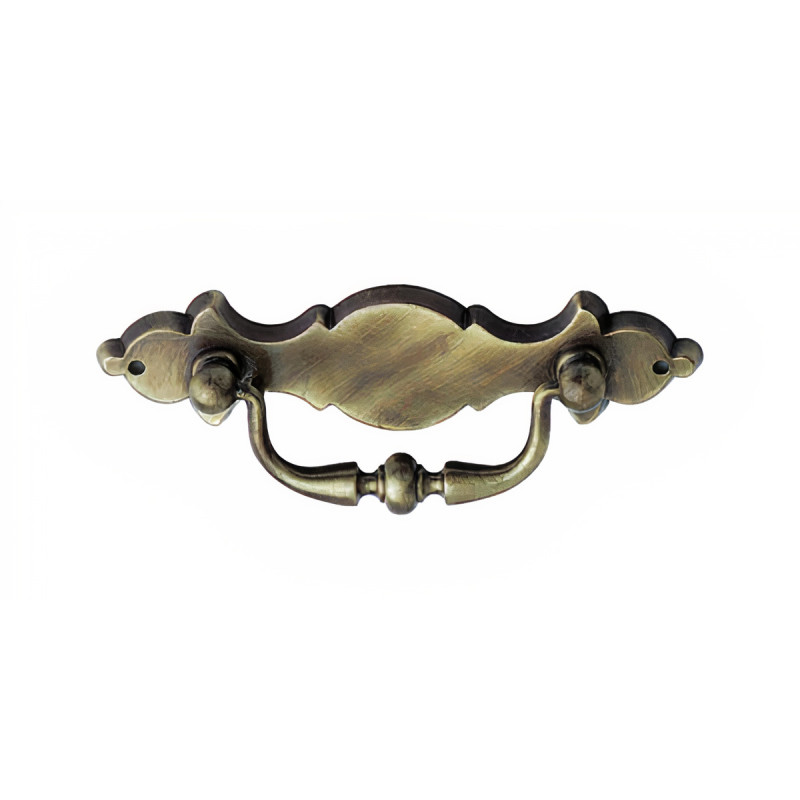 Puxador rústico, espelho c/pingente asa SM 420, zamak oxidado bronze, 2 furos distância 60, L.35 x C.100 mm