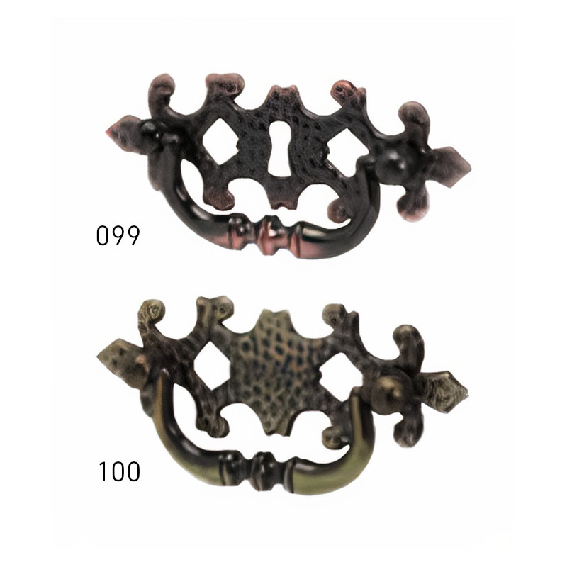 Puxador rústico, espelho c/pingente asa Sofima 099, zamak niquelado preto, C.96 x A.30 mm (c/entrada de chave)