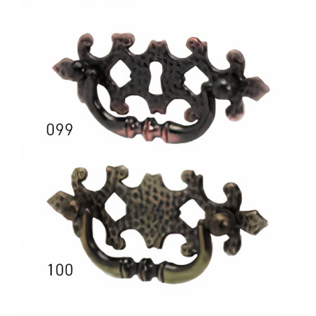 Puxador rústico, espelho c/pingente asa Sofima 099, zamak niquelado preto, C.96 x A.30 mm (c/entrada de chave)