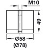 Pé para mesa com rodízio HAFELE, metálico cor aço inox, base zamak, A.1300 x Ø.80 mm