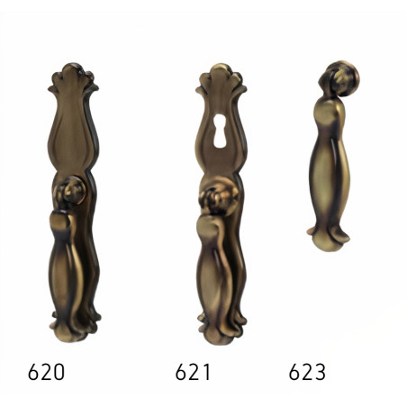 Puxador rústico, espelho c/pingente Sofima 623, zamak bronze, A.75 x L.20 mm