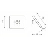 Puxador atual, pingente quadrado Sofima 749, zamak niquelado mate, 1 furo, E.3 x A.19 x 28 x 28 mm