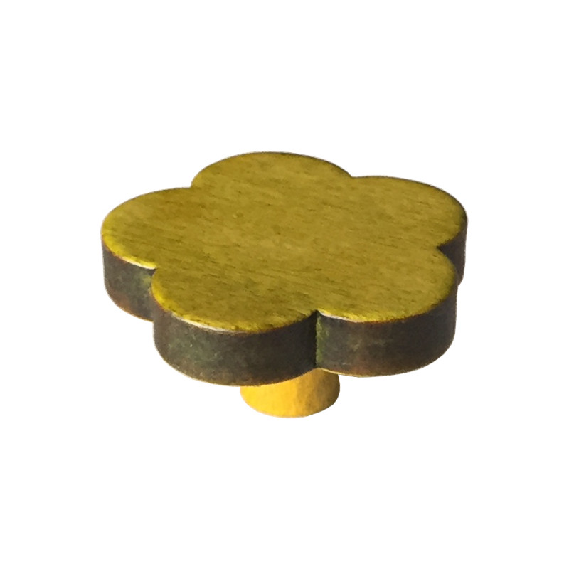 Puxador natureza, flor Nesu 424VE, madeira verde, Ø.44 x A.22 mm