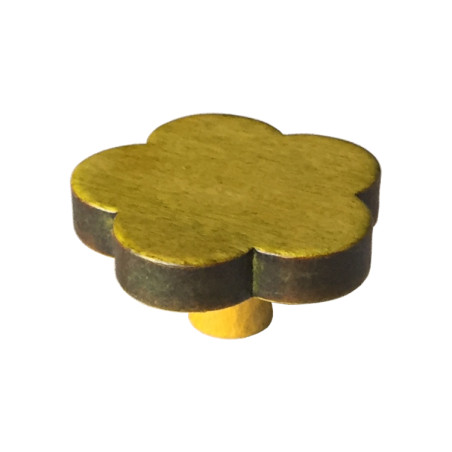 Puxador natureza, flor Nesu 424VE, madeira verde, Ø.44 x A.22 mm