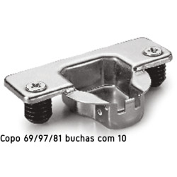Dobradiça reta com clic DANCO F50081P44, braço em aço niquelado, copo Ø.35 furação 48 buchas 10 mm, abertura 110º