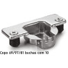 Dobradiça reta com clic DANCO F50080/92P44 WS, braço em aço niquelado, copo Ø.35 furação 48 mm sem mola, abertura 110º