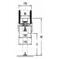 Caixilho SCRIGNO SCRIGNOtech ST3521 p/porta de correr, p/parede gesso cartonado EXT.115 x INT.69, L.600 x H.2020 mm
