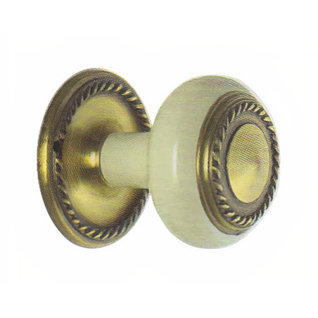 Puxador rústico, espelho redondo c/bola grande Sofima 452, zamak bronze, A.72 x Ø.70 mm