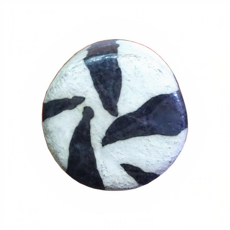 Puxador natureza, cilindro Nesu 128B3, cerâmica zebra branca/preta, 1 furo, 25 mm