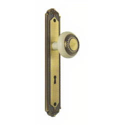 Puxador rústico, espelho alto rectangular c/bola grande Sofima 450, zamak bronze, Ø.55 x P.61 x L.43 x A.238 mm