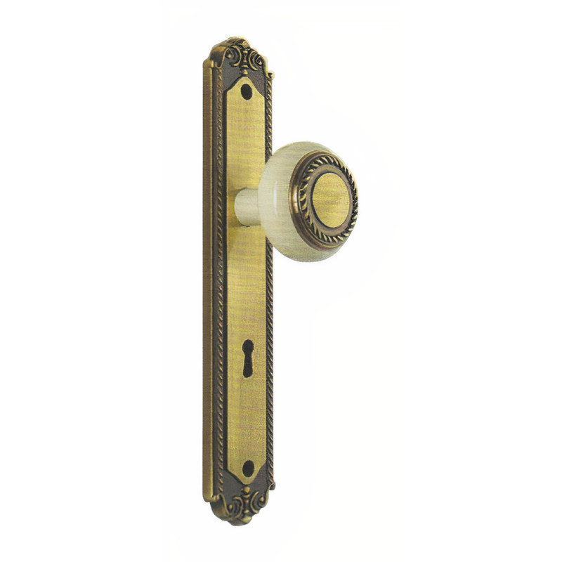 Puxador rústico, espelho alto rectangular c/bola grande Sofima 450, zamak bronze, Ø.55 x P.61 x L.43 x A.238 mm