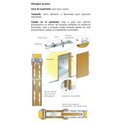 Caixilho SCRIGNO GOLD BASE 25380 p/porta de correr, p/parede alvenaria EXT.105(Pf) x INT.69(Si), L.800 x H.2020 mm