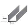 Perfil calha U 10962/14705, alumínio cromado mate, para porta de roupeiro com 16 mm