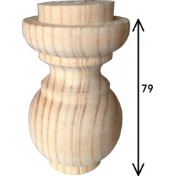Pé para mala torneado pequeno, madeira de carvalho, espiga A.10, A.79 x Ø.50 mm