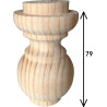 Pé para mala torneado pequeno, madeira de pinho, espiga A.10, A.79 x Ø.50 mm