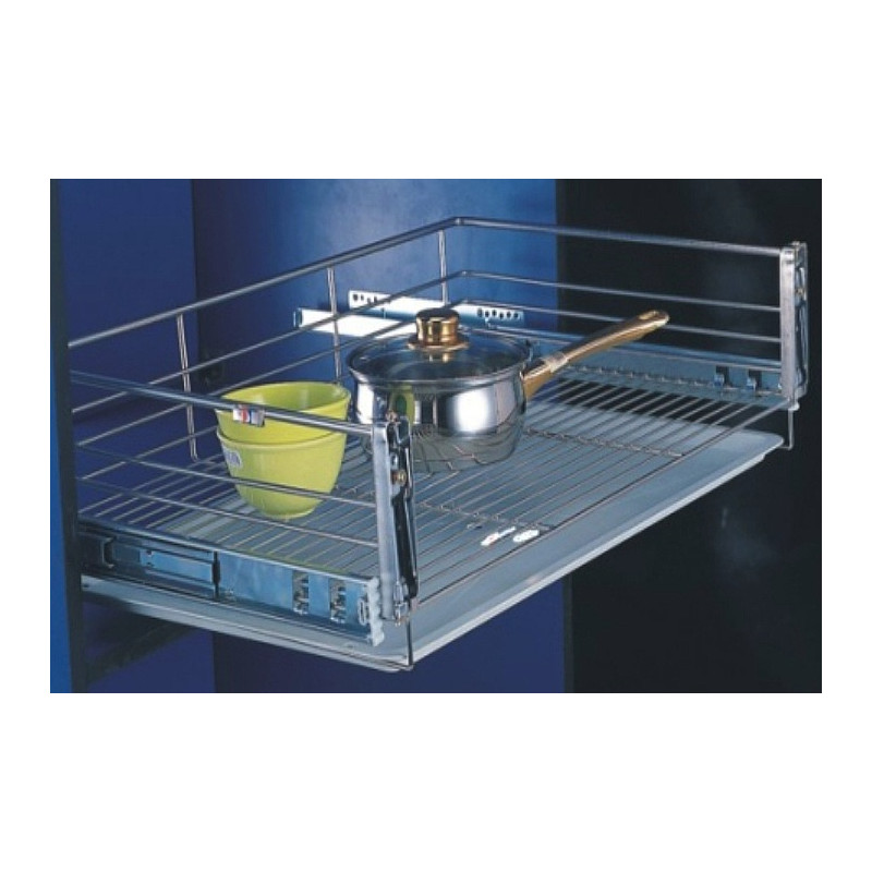 Gaveta sem frente 17-90 sem amortecedor, ferro cromado, L.863 x P.430 x A.160, MOD.900 mm