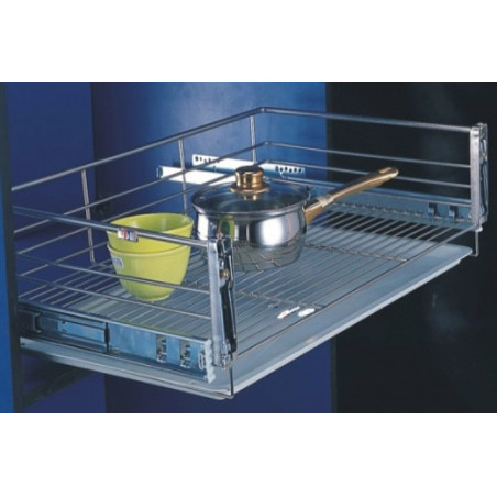 Gaveta sem frente 17-90 sem amortecedor, ferro cromado, L.863 x P.430 x A.160, MOD.900 mm