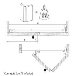 Jogo para portas de fole Saheco SF-30D/3100, para 2 portas, ferro zincado, suporta 30 kg por par