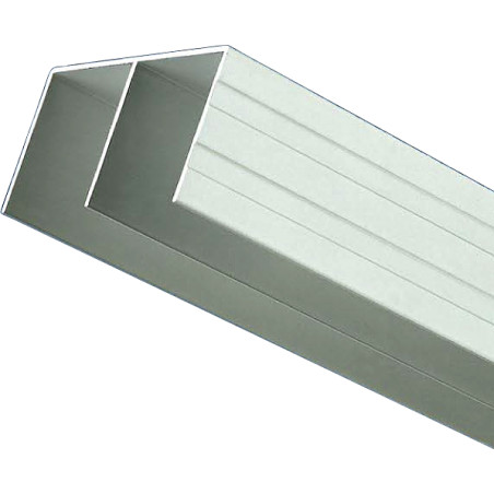 Perfil calha superior 10288, para porta de roupeiro, alumínio revestido a folha de carvalho sem verniz, A.40 x C.6000 mm