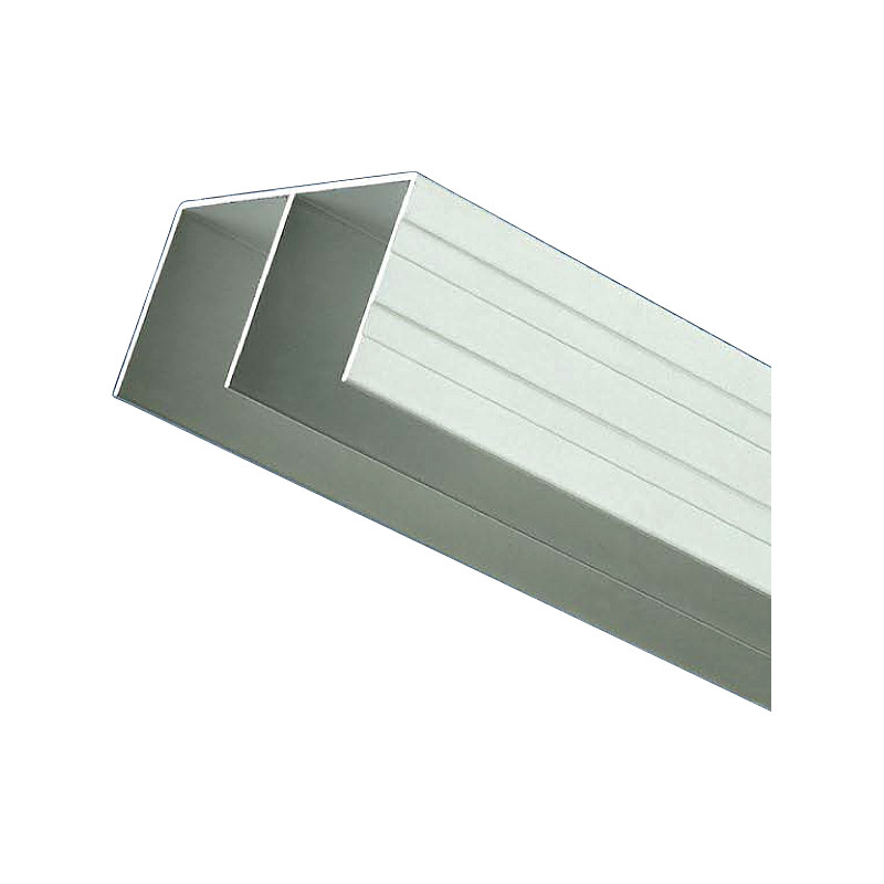 Perfil calha superior 10288, para porta de roupeiro, alumínio revestido a folha de izombe sem verniz, A.40 x C.6000 mm