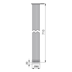 Pé para mesa regulável, alumínio anodizado mate, base metálica, A.710-730 x Ø.80 mm
