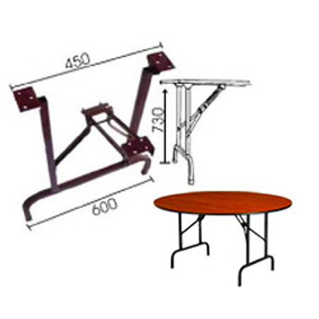 Par de pernas para mesa articulada/desmontável, metal bordeaux/castanho (RAL 3005), A.730 x L.450/600 (topo/base) mm