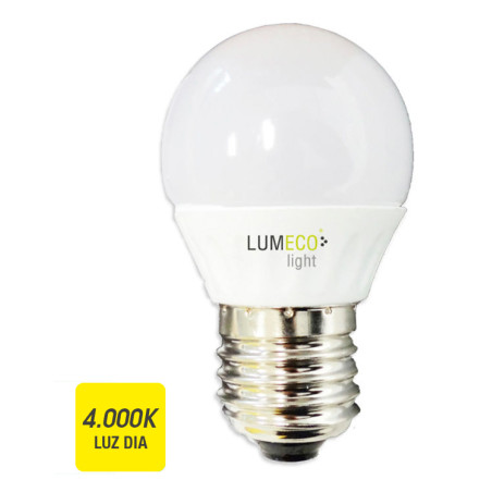 Lâmpada esférica/bola LED luz dia 98318, Ø.4,5 x 8 cm, E27, 200°, CE.A+ 220/240V 5W 400LM 4000K