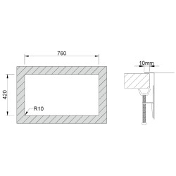 Lava louça RODI BOX LUX 74, uma pia sem escorredor, inox escovado, aplicação superior ou á face (A), 780 x 440, MOD.900 mm
