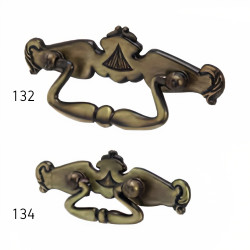 Puxador rústico, espelho c/pingente asa Sofima 134, zamak bronze, C.85 x A.25 mm
