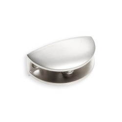 Suporte de prateleira meia lua para vidro, níquel mate, rasgo 10, A.24 x P.33 x L.48 mm