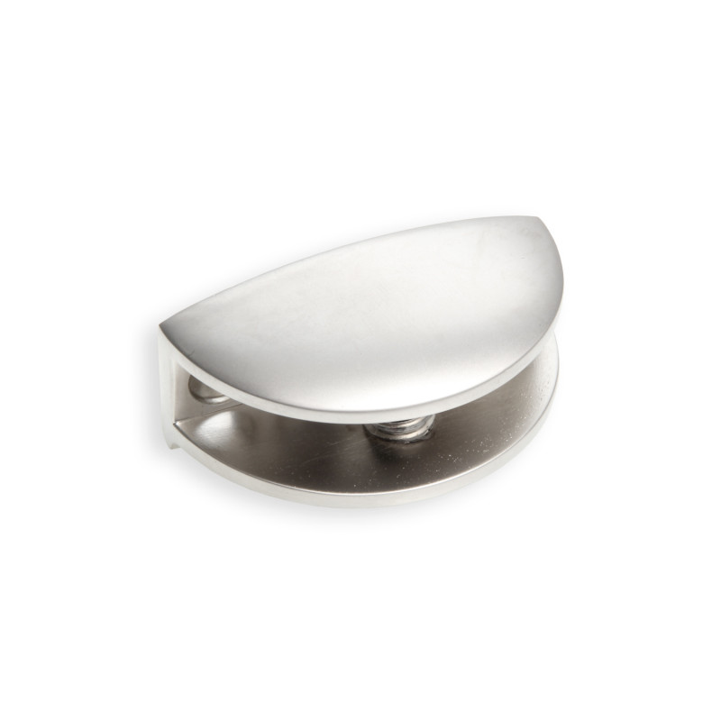 Suporte de prateleira meia lua para vidro, níquel mate, rasgo 10, A.24 x P.33 x L.48 mm
