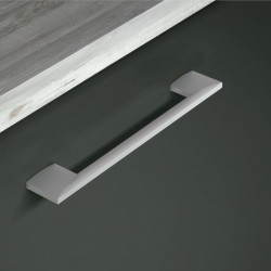 Puxador atual, asa barra rectangular SCH 377.352.58, zamak níquel satinado, 2 furos distância 352, L.8 x A.35 x C.400 mm