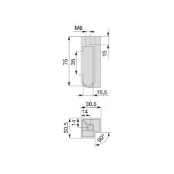 Suporte angular para varão de roupeiro, plástico cinza metalizado