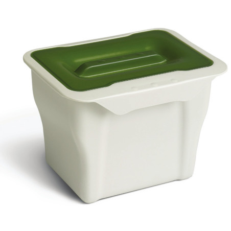 Balde lixo p/cozinha Gollinucci 557, plástico cinza/tampa verde, 5 lts, L.247 x P.185 x A.182 mm