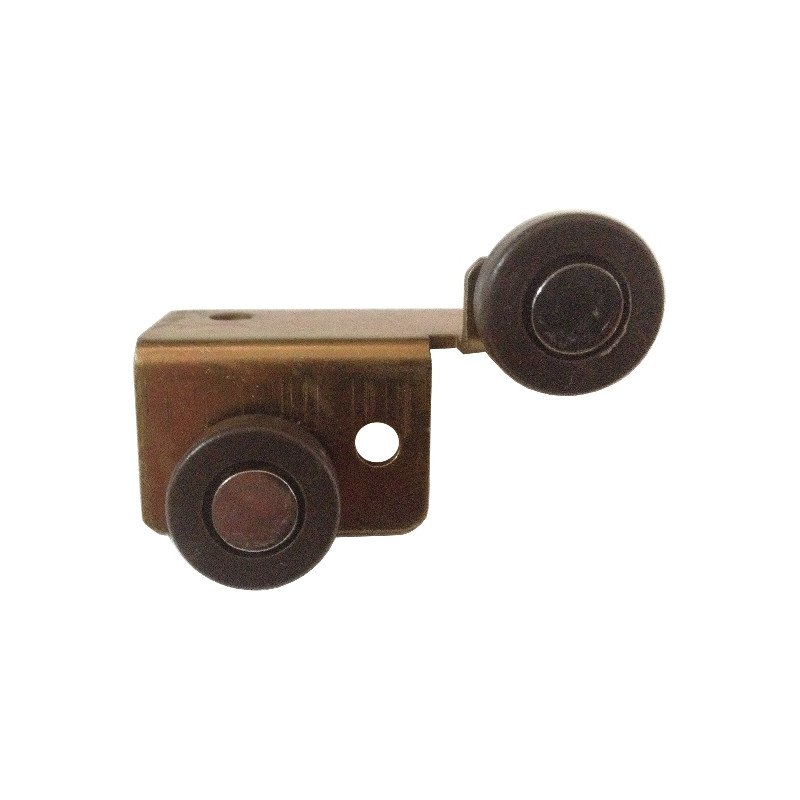 Rolete superior 008 para porta de roupeiro, ferro zincado amarelo, roda nylon