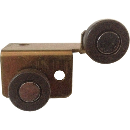 Rolete superior 008 para porta de roupeiro, ferro zincado amarelo, roda nylon