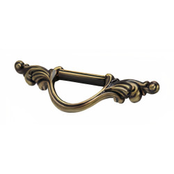 Puxador rústico, espelho asa argola Sofima 144, zamak niquelado preto, C.110 x A.17 mm